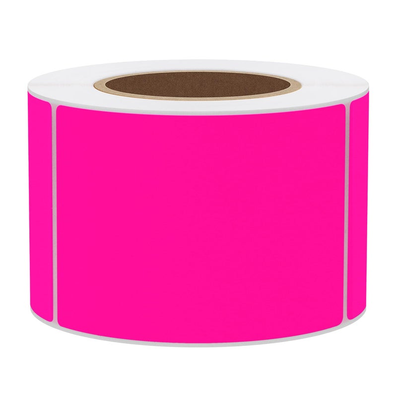 Hybsk 2x3 Inch 300pcs Fluorescent Pink Sticker Rectangle Blank Color Coding Neon Labels for Office Organization Shipping Warehouse Labeling (Fluorescent Pink) - Image 1